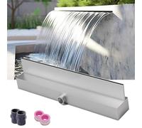 Fuente de Cascada de Acero Inoxidable para Montaje en Pared - Cañón de Alto caudal para Piscinas elevadas y con Paredes de Acero (Plateado, Salida de 95 cm/37,4 Pulgadas de Ancho)