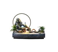 Fuente de cascada de rocalla interior con luz LED y niebla, función de agua de escritorio Feng Shui para meditación y relajación, flujo de agua circulante, decoración de oficina en casa