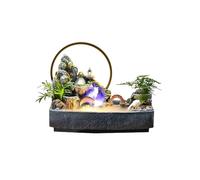 Fuente de cascada de rocalla interior con luz LED y niebla, función de agua de escritorio Feng Shui para meditación y relajación, flujo de agua circulante, decoración de oficina en casa
