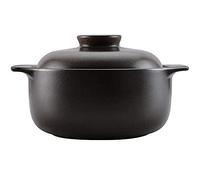 Fuente de cerámica cocinar a altas temperaturas, Cacerola de barro cerámica for estofado 2,5 l, color negro