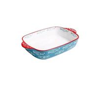 Fuente de cerámica para hornear Fideos anchos a la parrilla, sartenes de fondo plano, ollas barro, cerámica for hornear for cocinas, pasteles, cenas y banquetes Molde para hornear(Pequeño)