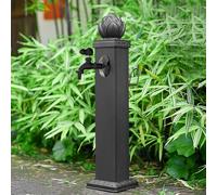 Fuente de columna de agua de acero inoxidable 304 para exteriores con grifo resistente a las heladas y base estable, perfecta para jardines, patios y paisajismo