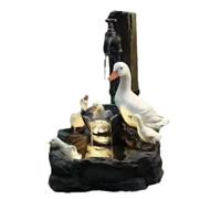 Fuente de energía Solar para Uso Interior y Exterior con Luces LED, Fuente de jardín, Fuente de Estatua de Pato de Resina para decoración de jardín.