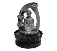 Fuente de escritorio Buda Zen, estatua de Buda con cascada de agua y luz LED, juegos de agua relajante antiestrés, decoración interior silenciosa 21x28cm