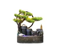 Fuente de Escritorio de rocalla, Agua Corriente Bonsai Fuente de montaña Entrada Circular Sala de Estar Interior Oficina Decoraciones de Ruedas Feng Shui Fuente de Escritorio Decoraciones Fuente de