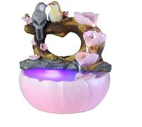 Fuente de escritorio Fuente de agua de mesa Fuente de escritorio creativa Fuente de agua rosa Forma de pájaro de resina Cascada de jardín portátil Decoración del hogar Fuente de agua de interior