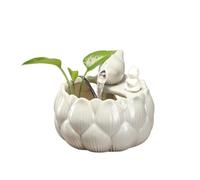 Fuente de Escritorio, Fuente de Agua Zen de cerámica for decoración de Mesa, Ideal for salón de té, Oficina y Flujo de Riqueza.(White)