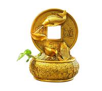 Fuente de Escritorio Golden Koi Fish Desktop Fuente Cascada Decoración con Luz Portátil Mesa Decorativo Fortuna y Buena Suerte Meditación for Oficina Sala de Estar Artesanía(Pequeño)