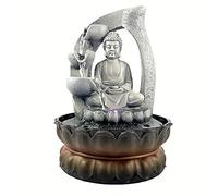 Fuente de habitación con iluminación LED, fuente de mesa, cascada, interior, cascada, jardín de rocas, fuente de plantas verdes, fuente para casa, oficina, dormitorio, escritorio, decoración, 21 x 21