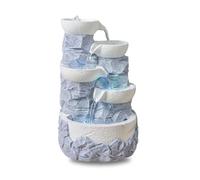 Fuente de Interior Cascada de 4 Niveles Jarra Efecto Piedra Natural Luz LED Colorida, Decoración Zen y Tranquila para el Hogar, Fuente de Mesa, Idea de Regalo Excepcional, H 31cm - Ganda Zen’Light