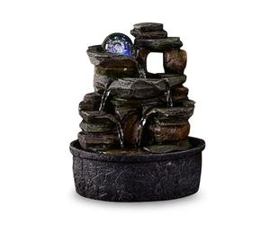 Fuente de Interior Cascada Naturaleza Efecto Piedra Rock Luz Colorida, Idea de Regalo, Decoración de Interior en Movimiento - Fuente de Mesa Zen Relajante, Objeto Feng Shui Felicidad, 23 cm - Satya