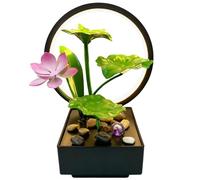 Fuente de interior con luces LED de bucle, 5.1 pulgadas, diseño de almohadilla de loto y lirio, para el hogar u oficina