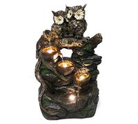 Fuente de jardín Búho con iluminación LED, Fuente, Fuente para terraza, Fuente de Agua, Fuente Interior