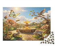 Fuente de Jardín de Cuento Puzzle de 1000 Piezas Papel para Adultos Relajante Enfoque Familiar Decoración Regalo 38x26cm/1000pcs