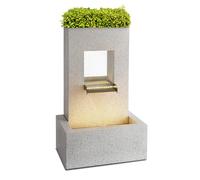 blumfeldt Bloomingstone - Fuente Decorativa, Maceta en Parte Superior, para Interiores y Exteriores, Potencia 20 W, hasta 1200 L/h, Circuito Cerrado, Iluminación LED, Zinc, 51 x 83 x 35 cm, Blanco