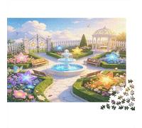 Fuente de Jardín Europeo Puzzle de 1000 Piezas Papel para Adultos Jardín Floral Soleado Juego de Puzzle 1000 Piezas Familia Relajante Decoración 70x50cm/1000pcs