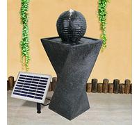 Fuente de jardín, Fuente Solar, Bebedero para pájaros, Cascada, decoración de jardín con Bomba, Fuente de Agua para jardín, terraza, balcón, Muy Decorativa (Fuente Solar Granit-Black-2 con luz LED)