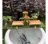 Fuente de jardín zen japonesa, fuente de agua de bambú para peceras, tanques de piedra y estanques, embellecimiento automático para una decoración serena al aire libre