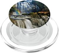 Fuente de la Cascada Tropical y Paisaje de la Naturaleza del Arco Iris PopSockets PopGrip para MagSafe