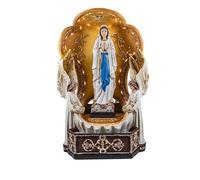 Fuente de la Virgen de Lourdes con angelitos patrona de los Enfermos de Resina Pintada a Mano