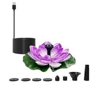 Fuente de loto con USB para aireador de estanque de jardín y decoración de baño de pájaros, silenciosa, funciona con energía solar, kit de fuente flotante para atraer la vida silvestre (morado)