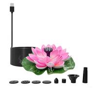 Fuente de loto con USB para aireador de estanque de jardín y decoración de baño de pájaros, silenciosa, funciona con energía solar, kit de fuente flotante para atraer la vida silvestre (rosa)