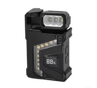 Fuente de luz dual recargable Luz de trabajo LED con base magnética Tipo-C Carga COB e iluminación LED Cabezal giratorio de 180 grados Pantalla electrónica impermeable Batería larga (negro)