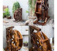 Fuente de Madera con Forma de Rueda de Agua, Rueda de Agua Decorativa rústica Vintage, Estilo Molino de Viento para Exteriores, para y Accesorio De Paisajismo(67 * 28 * 77cm/26.4 * 11 * 30.3in)