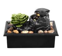 Fuente de mesa con batería de luz/USB, mini fuente de agua para interiores, función de fuente de meditación zen, decoración de fuente de relajación de sonido, adorno para mesa, oficina, hogar,