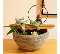 Fuente De Mesa con Cascada para Interiores, Ideal para Meditación Y Relajación. Decoración De Resina para El Hogar Y La Oficina. Elemento Acuático Feng Shui G 12.5 * 12.5 * 11.2in