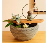 Fuente De Mesa con Cascada para Interiores, Ideal para Meditación Y Relajación. Decoración De Resina para El Hogar Y La Oficina. Elemento Acuático Feng Shui F 12.5 * 12.5 * 11.2in