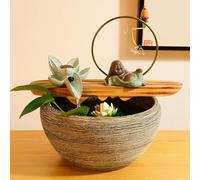 Fuente De Mesa con Cascada para Interiores, Ideal para Meditación Y Relajación. Decoración De Resina para El Hogar Y La Oficina. Elemento Acuático Feng Shui A 12.5 * 12.5 * 11.2in