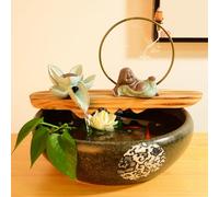Fuente De Mesa con Cascada para Interiores, Ideal para Meditación Y Relajación. Decoración De Resina para El Hogar Y La Oficina. Elemento Acuático Feng Shui A 12.5 * 12.5 * 9.8in