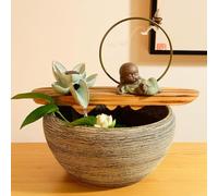 Fuente De Mesa con Cascada para Interiores, Ideal para Meditación Y Relajación. Decoración De Resina para El Hogar Y La Oficina. Elemento Acuático Feng Shui E 12.5 * 12.5 * 11.2in