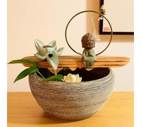 Fuente De Mesa con Cascada para Interiores, Ideal para Meditación Y Relajación. Decoración De Resina para El Hogar Y La Oficina. Elemento Acuático Feng Shui B 12.5 * 12.5 * 11.2in