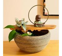 Fuente De Mesa con Cascada para Interiores, Ideal para Meditación Y Relajación. Decoración De Resina para El Hogar Y La Oficina. Elemento Acuático Feng Shui D 12.5 * 12.5 * 11.2in