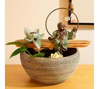 Fuente De Mesa con Cascada para Interiores, Ideal para Meditación Y Relajación. Decoración De Resina para El Hogar Y La Oficina. Elemento Acuático Feng Shui H 12.5 * 12.5 * 11.2in
