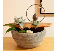 Fuente De Mesa con Cascada para Interiores, Ideal para Meditación Y Relajación. Decoración De Resina para El Hogar Y La Oficina. Elemento Acuático Feng Shui C 12.5 * 12.5 * 11.2in