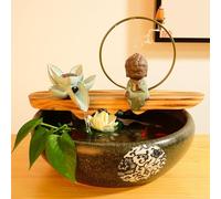 Fuente De Mesa con Cascada para Interiores, Ideal para Meditación Y Relajación. Decoración De Resina para El Hogar Y La Oficina. Elemento Acuático Feng Shui B 12.5 * 12.5 * 9.8in
