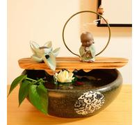 Fuente De Mesa con Cascada para Interiores, Ideal para Meditación Y Relajación. Decoración De Resina para El Hogar Y La Oficina. Elemento Acuático Feng Shui F 12.5 * 12.5 * 9.8in