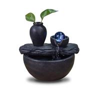 Fuente de Mesa con florero Soli Flor Planten Fuente de Mesa, luz LED Colorida, decoración de hogar auténtica, Idea de Regalo para Mujer y Hombre, 19 x 21 x 17 cm - Sílice Zen'Light