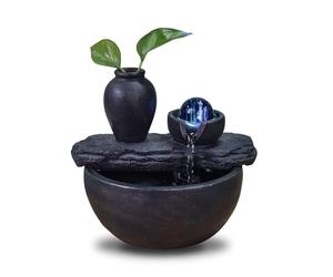 Fuente de Mesa con florero Soli Flor Planten Fuente de Mesa, luz LED Colorida, decoración de hogar auténtica, Idea de Regalo para Mujer y Hombre, 19 x 21 x 17 cm - Sílice Zen'Light