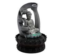 Fuente de mesa de Buda, sala de estar, relajación, meditación, iluminación LED, cascada, Feng Shui, fuente decorativa compacta para el hogar y la oficina, 30 x 22 x 22 cm, decoración zen