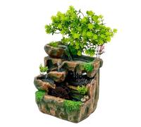 Fuente de mesa de resina con iluminación LED y cascada, decoración de jardín de piedra zen con sonidos de agua calmantes para relajación y meditación, ideal como decoración de escritorio 220 V