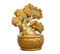 Fuente de mesa Fuente de la cascada de la mesa interior Fuente Lucky Gold Coin Money Tree y Electric Pump, Calmante Calming and Relaxing Water Sound for Home Incor fuente de mesa decorativa(B)
