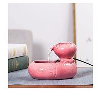 Fuente de mesa, mini cascada de cerámica, fuente de habitación, fuente de mesa Zen para el hogar, decoración de interiores, mesa, escritorio, oficina, cascada en interiores (rosa)