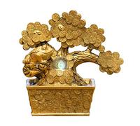 Fuente de mesa Waterfall Fuente de mesa interior Fuente Lucky Gold Coin Money Tree y Electric Pump, Calmante Calming and Relaxing Water Sound para el hogar Incor fuente de mesa decorativa(A)