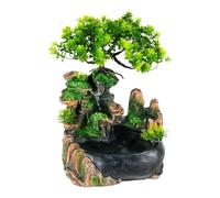 Fuente de mesa Zen para interiores, aspecto de piedra, de resina sintética, fuente de mesa, cascada, ideal para meditación y relajación, objeto feng shui, felicidad