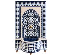 Fuente de mosaico Marrakesch 036 con LoopFlow, azul y blanco, 132 cm | El sistema LoopFlow hace circular el agua en Marrakesch 036. Las ruedas facilitan la colocación de esta fuente de mosaico.