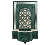 Fuente de mosaico Marrakesch 037 con LoopFlow, verde y blanco, 128 cm | El sistema LoopFlow hace circular el agua en Marrakesch 037. Las ruedas facilitan la colocación de esta fuente de mosaico.